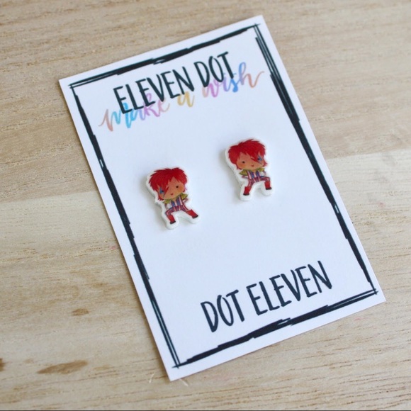 David Bowie Aladdin Sane Lightning Bolt Earrings - Picture 2 of 8